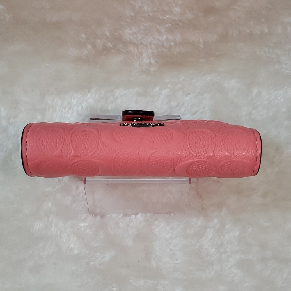 Coach Embossed Leather Medium Corner Zip Barbie Pink Wallet NWOT - Picture 8 of 8